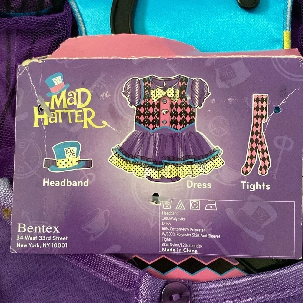 SPIRIT Mad Hatter halloween costume purple yellow pink blue NEW size 6-12 months